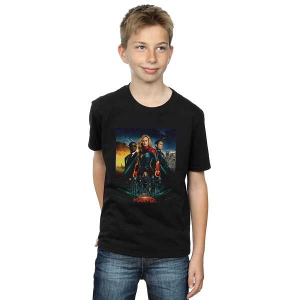 Marvel Boys Captain Marvel Movie Starforce Poster T-shirt 9-11 Black 9-11 Years