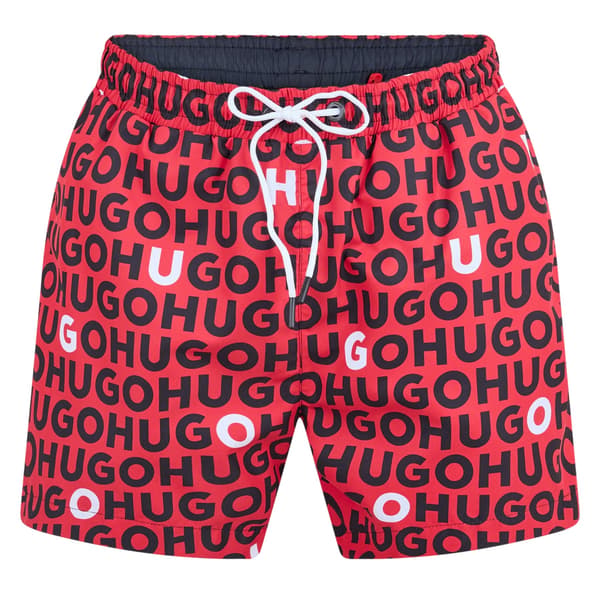 Hugo Herr Logotyp Heltäckande Tryck Vanliga Badshorts M Röd Red M