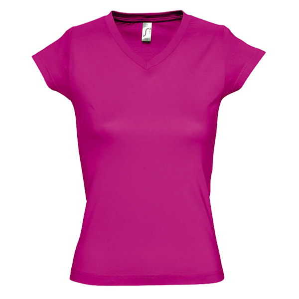 SOLs Dam/Kvinnor Moon V-ringad Kortärmad T-shirt M Fuchsia Fuchsia M