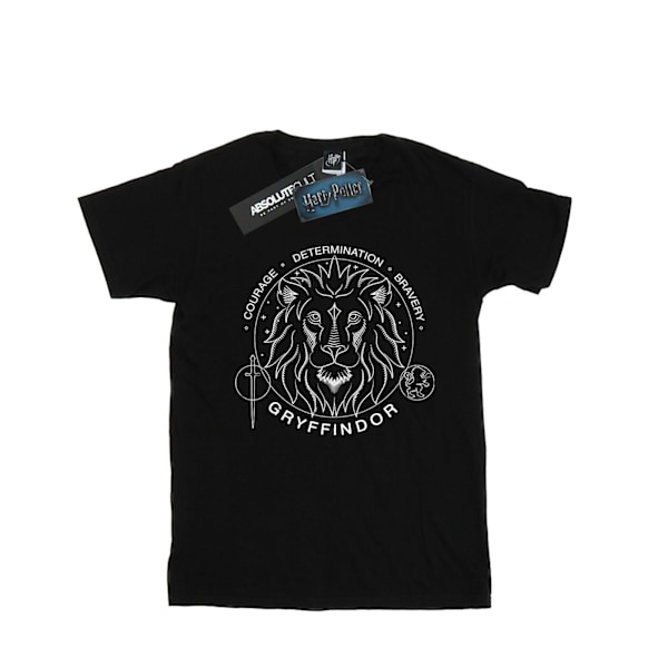 Harry Potter T-shirt i bomull med Gryffindors sigill för flickor, 12-13 år, B Black 12-13 Years