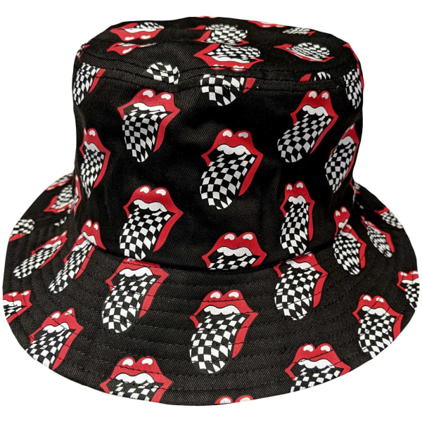 The Rolling Stones Unisex Adult Tongue Checkerboard Bucket Hat Charcoal Grey L-XL