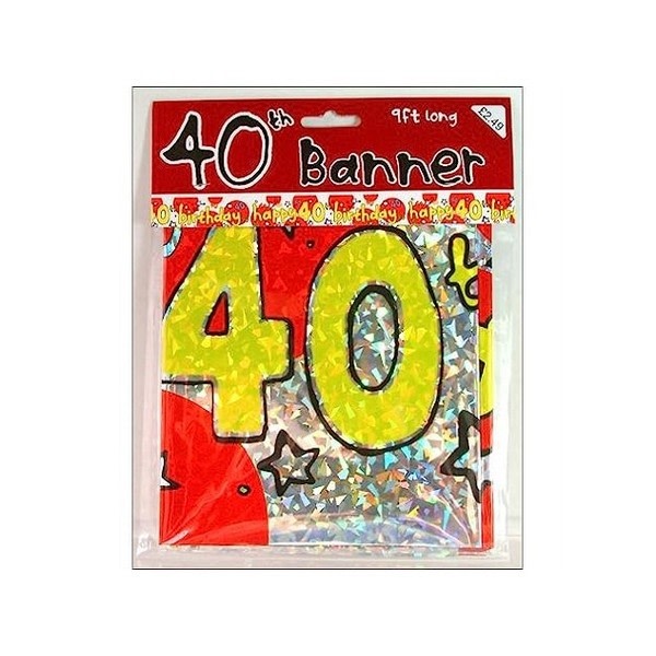 Text 40-årsbanner One Size Gul/Röd/Silver Yellow/Red/Silver One Size