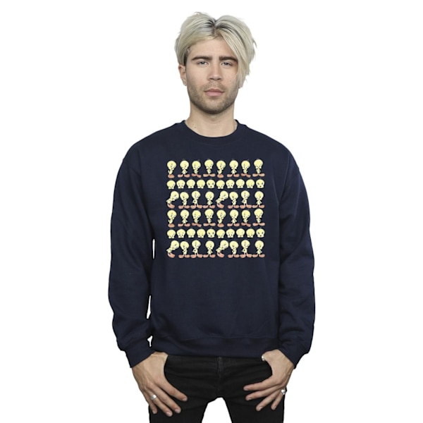 Looney Tunes Tweety Repeat Sweatshirt för män, marinblå, storlek S Navy Blue S