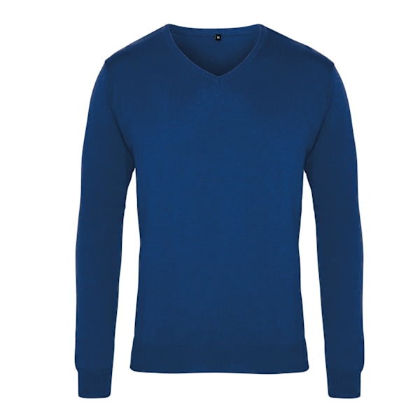 Premier Herr Stickad Bomull Akryl V-ringad Tröja 4XL Royal Royal Blue 4XL