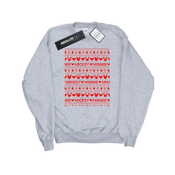 Disney Herr Mickey Och Minnie Jul Fair Isle Sweatshirt L Sports Grey L