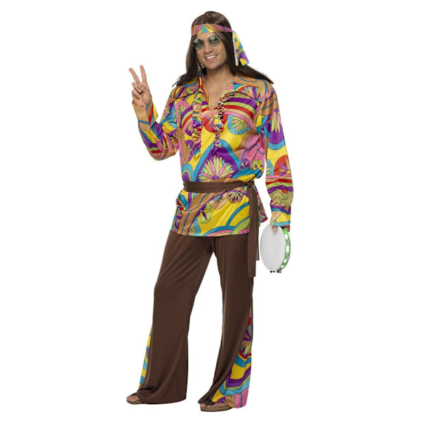 Smiffys Hippie Kostymset för Män L Flerfärgad Multicoloured L