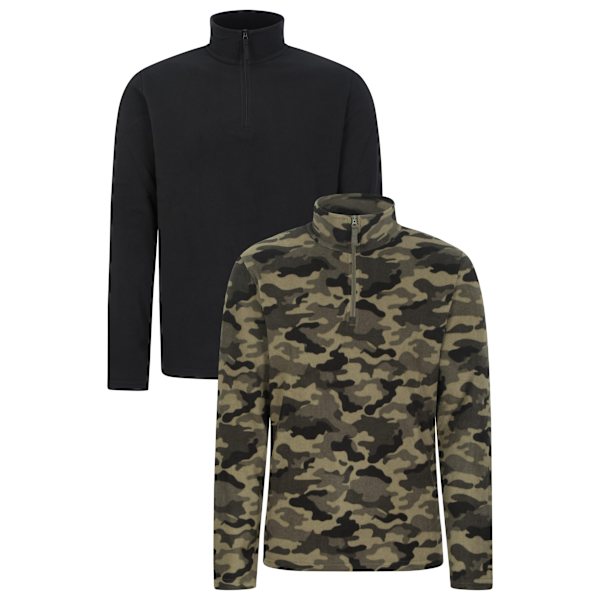 Mountain Warehouse Herr Camber II Fleece Top (2-pack) XXL Blå Black/Khaki Green XXL