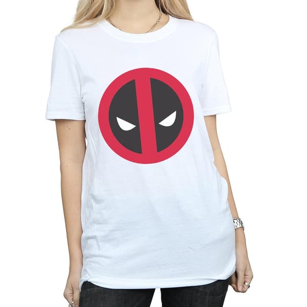 Marvel Dam Deadpool Stor Ren Logotyp Bomull Boyfriend White 3XL