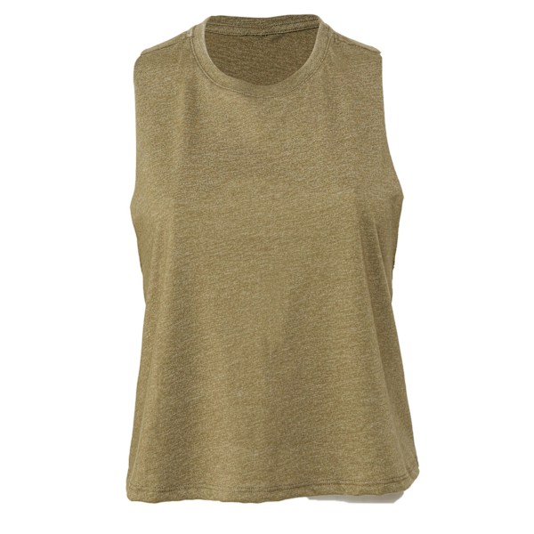 Bella + Canvas Dam/Kvinnor Racerback Cropped Tank Top 12 UK O Olive Heather 12 UK