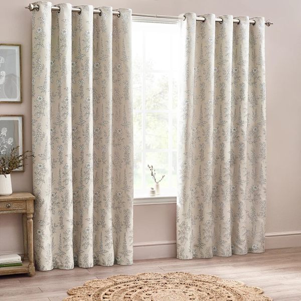 Wylder Nature Sophia Jacquard Blommiga Öglettgardiner 117cm x 183cm Naturlig Natural 117cm x 183cm