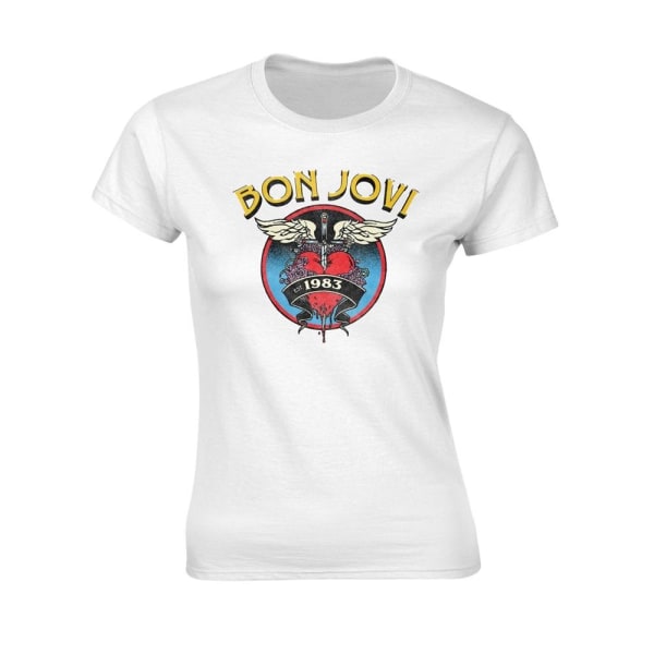 Bon Jovi Hjärta T-shirt 1983 för kvinnor/damer XXL Vit White XXL