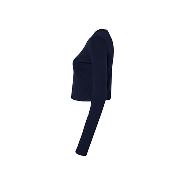 Bella + Canvas Dam/Dam Plain Micro-Rib Långärmad Crop Solid Navy 4 UK - 6 UK