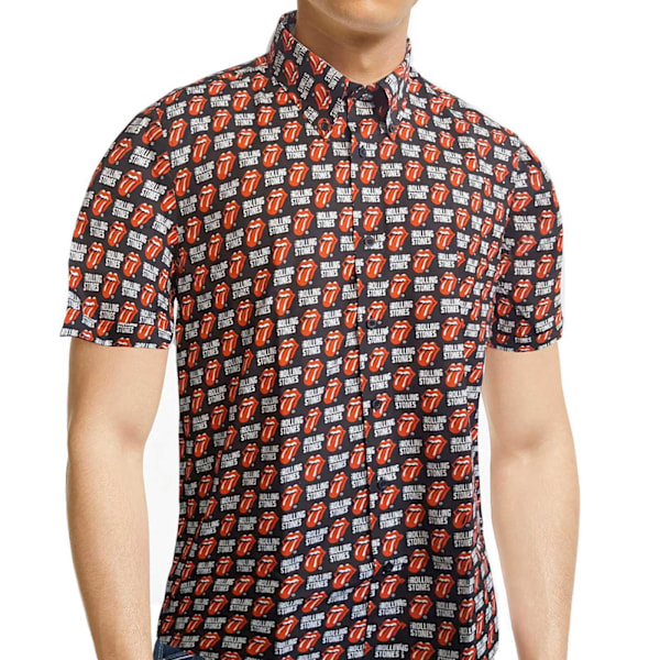 The Rolling Stones Unisex Vuxen Tunga All-Over Print Skjorta M B Black M