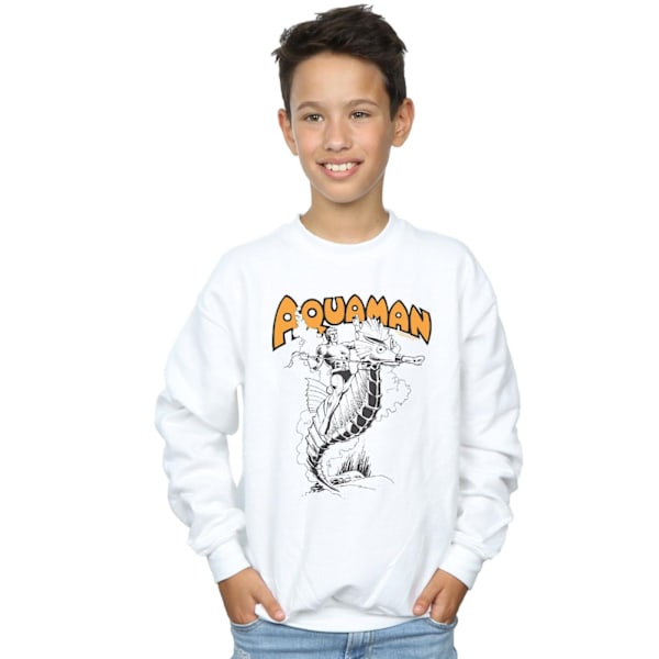 DC Comics Boys Aquaman Mono Action Pose Sweatshirt 5-6 år Vit White 5-6 Years