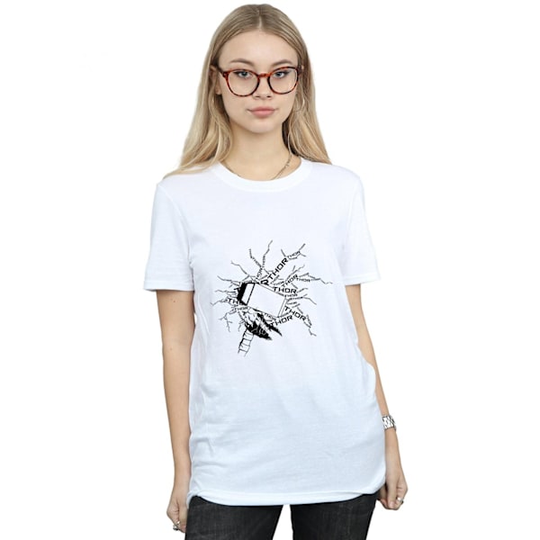 Marvel Dam/Damer Thor Lightning Bomull Boyfriend T-shirt S White S