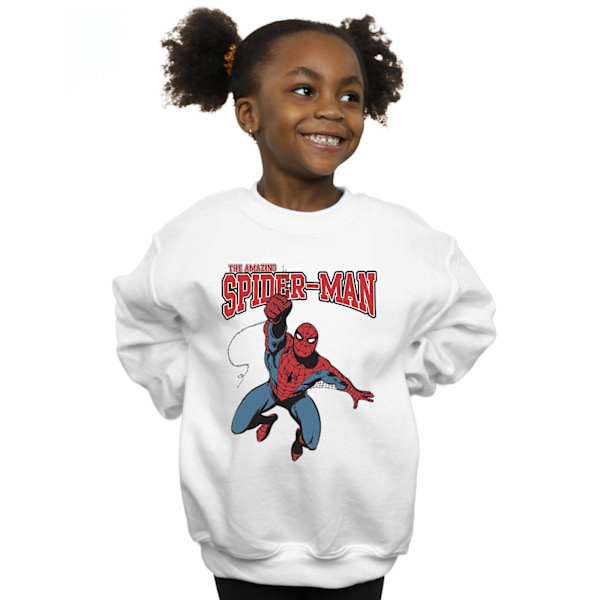 Marvel Girls Spider-Man Leap Sweatshirt 5-6 år Vit White 5-6 Years