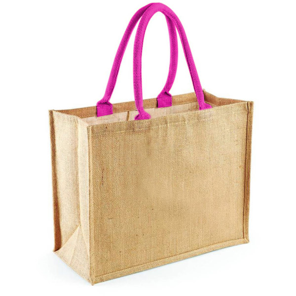 Westford Mill Classic Jute Shopper Bag (21 liter) (paket med 2) Natural/Fuchsia One Size