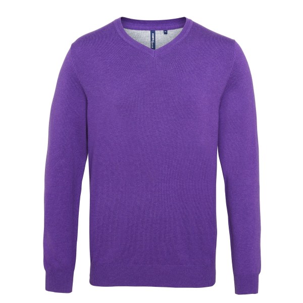 Asquith & Fox Mens Cotton Rich V-Neck Sweater S Lila Heather Purple Heather S