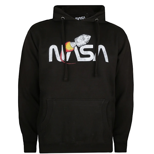NASA Vintage Rocket Pullover Hoodie L Svart/Vit Black/White L