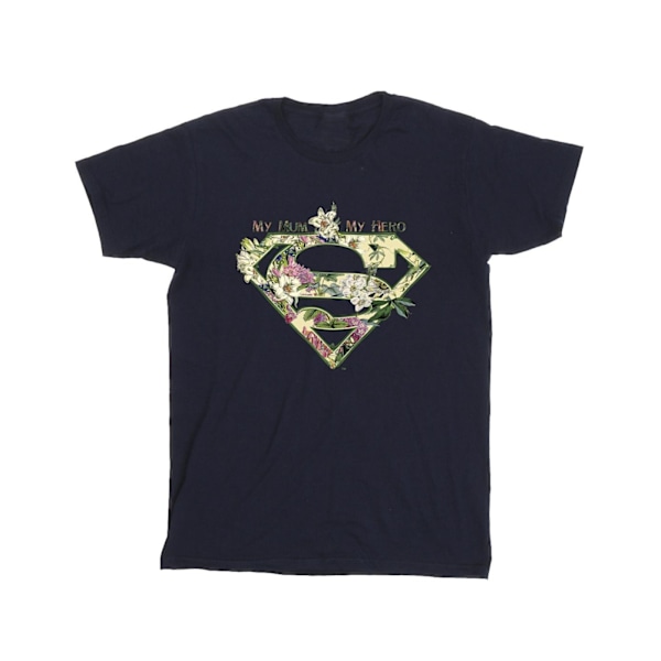 DC Comics Girls Superman My Mum My Hero Bomull T-shirt 7-8 år Navy Blue 7-8 Years