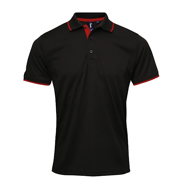 Premier Mens Coolchecker Contrast Pique Polo Shirt 3XL Svart/Röd Black/Red 3XL