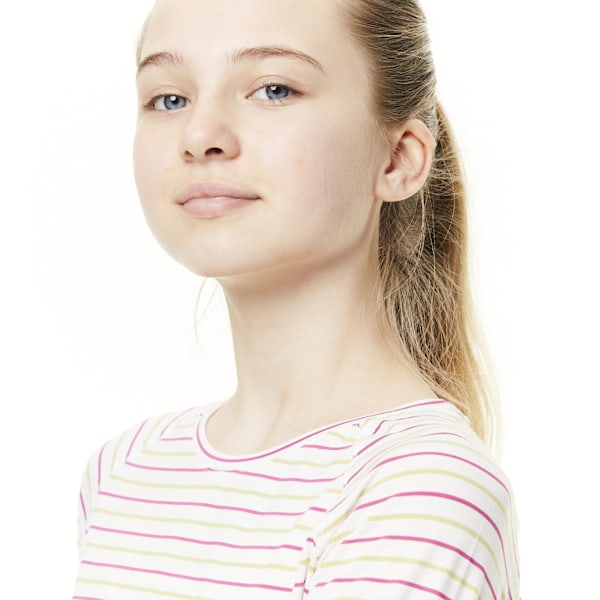 Craghoppers Girls NosiLife Expert Paola Vandring T-shirt 7-8 år Raspberry/Lime Green Stripe 7-8 Years