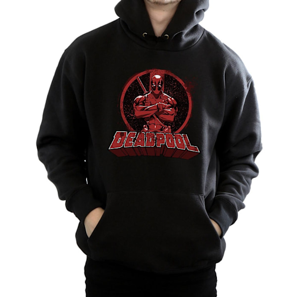 Marvel Deadpool Crossed Arms Logo Hoodie 3XL Svart Black 3XL