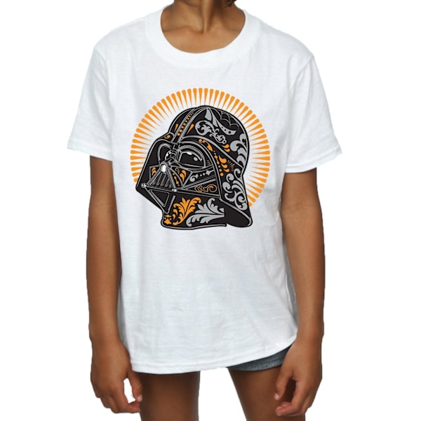 Star Wars Girls Darth Vader Dia De Los Muertos Bomull T-shirt 9 White 9-11 Years