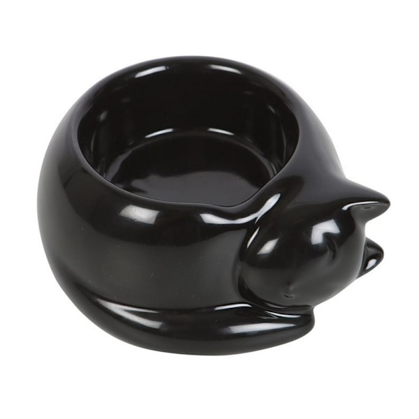 Something Different Keramisk Katt Tealight Hållare En Storlek Svart Black One Size