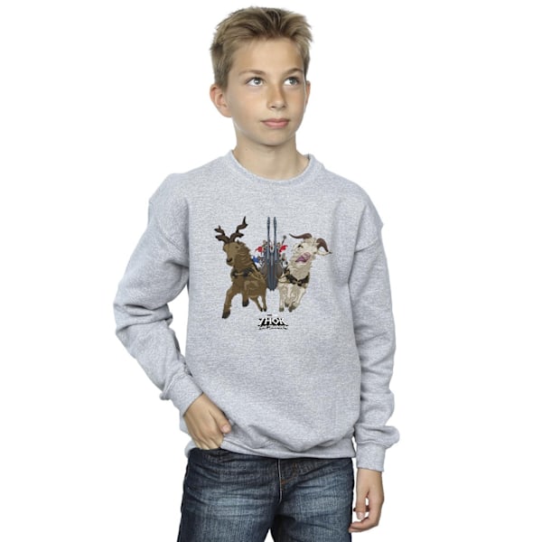 Marvel Boys Thor Love And Thunder Viking Ship Sweatshirt 9-11 år Sports Grey 9-11 Years