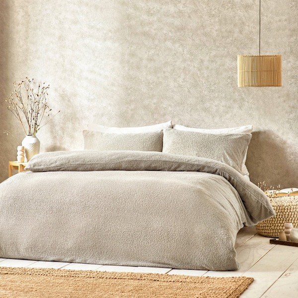 Yard Bouclé Textured Påslakan Set Dubbel Greige Greige Double