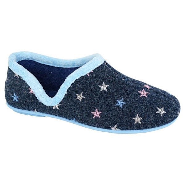 Sleepers Dam/Kvinna Aria Stjärnmotiv Stickade Tofflor Storlek 7 UK Marinblå Navy Blue 7 UK