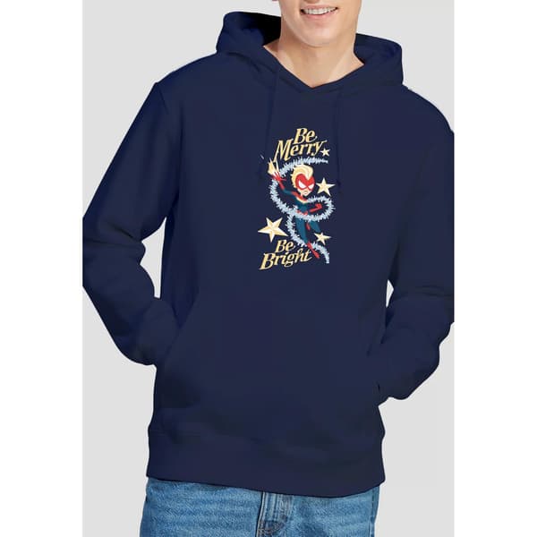 Captain Marvel Herr Be Merry Be Bright Hoodie L Marinblå Navy L