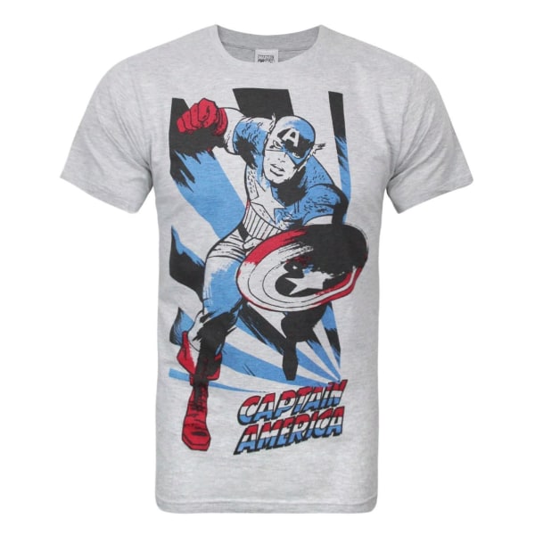 Captain America Herr T-shirt S Grå/Blå/Röd Grey/Blue/Red S
