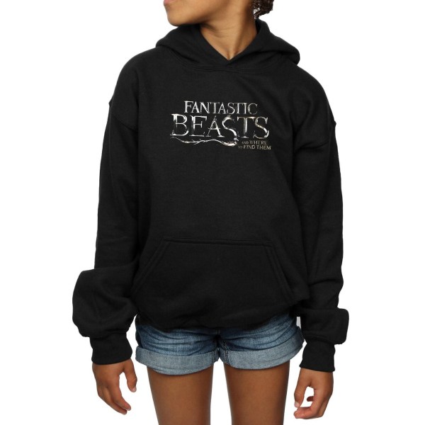 Fantastic Beasts Girls Text Logo Hoodie 9-11 år Svart Black 9-11 Years