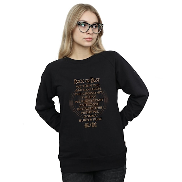 AC/DC Dam/Kvinnor Rock Or Bust Lyrics Sweatshirt L Svart Black L