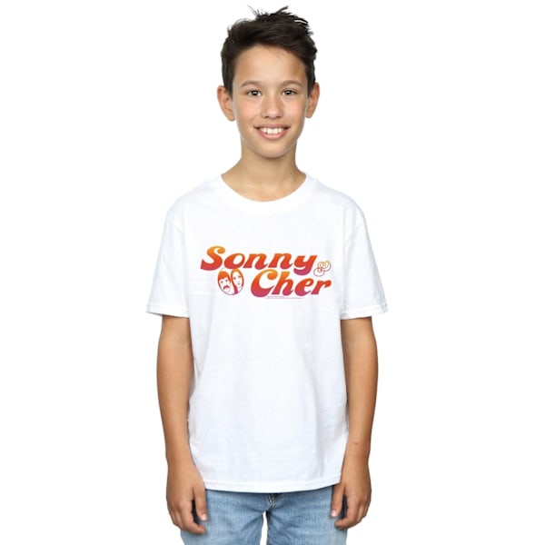 Sonny & Cher Boys Gradient Logo T-Shirt 12-13 år Vit White 12-13 Years