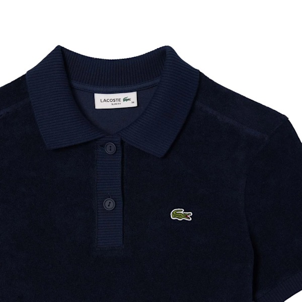 Lacoste Dam/Dam Terrycloth Slim Pikétröja 8 UK Blå Blue 8 UK