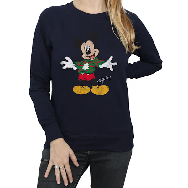 Disney Dam/Kvinnor Musse Pigg Jultröja Sweatshirt S Navy Blue S