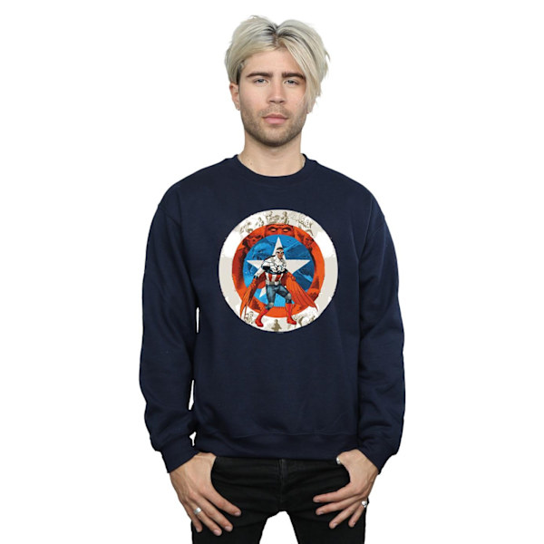 Marvel Herr Captain America Sam Wilson Shield Sweatshirt L Marinblå Navy Blue L