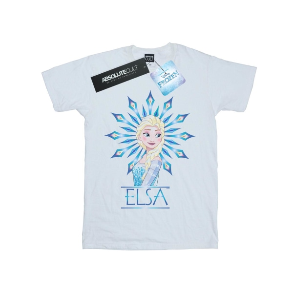 Disney Girls Frozen Elsa Snowflake Cotton T-Shirt 7-8 Years Whi White 7-8 Years