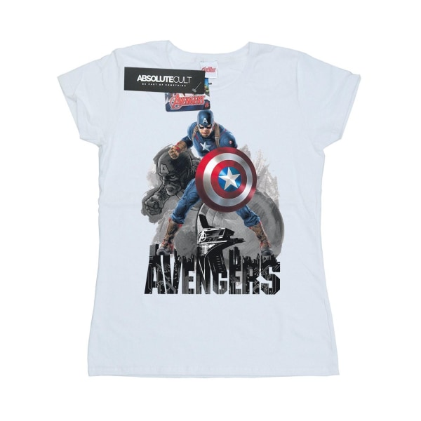 Marvel Womens/Ladies Captain America Action Pose T-shirt i bomull White XL