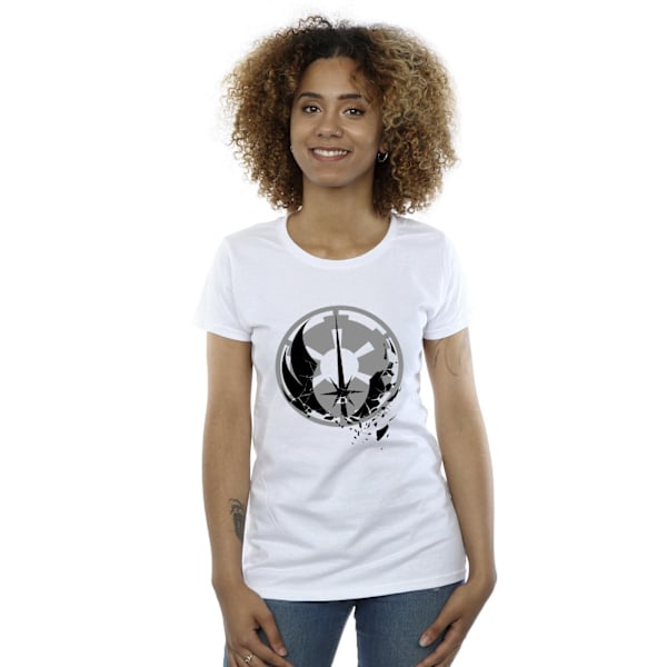 Star Wars Dam/Damer Obi-Wan Kenobi Frakturerade Logotyper Bomull T-shirt White M