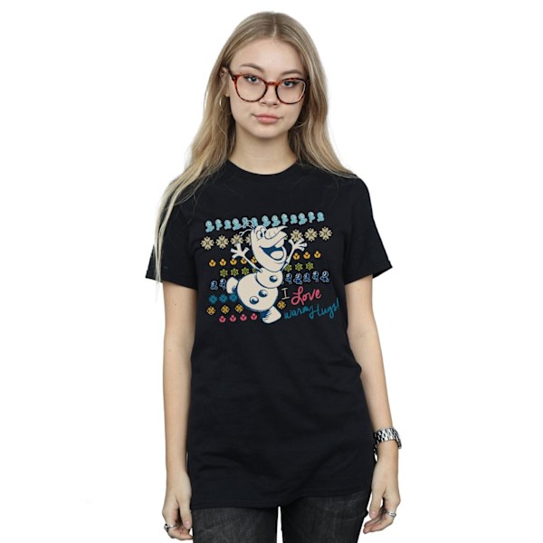 Disney Dam/Damer Frozen I Love Warm Hugs Bomull Boyfriend T Black S