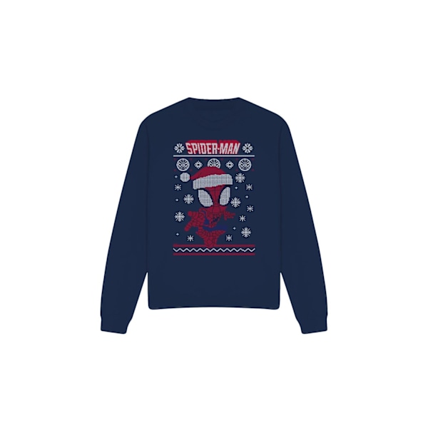 Spider-Man Unisex Vuxen Snöflinga Jul Tröja Sweatshirt Navy M
