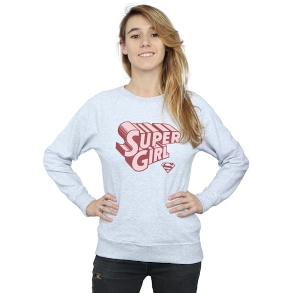 DC Comics Dam/Kvinnor Supergirl Retro Logo Sweatshirt L Sport Sports Grey L