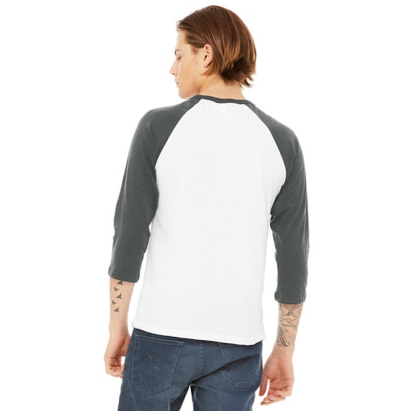 Canvas Herr 3/4 Ärms Baseboll T-Shirt XS Vit/Mörk Heather White/Deep Heather XS