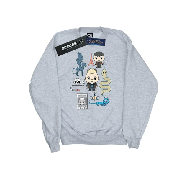 Fantastiska vidunder Girls Chibi Grindelwald Sweatshirt 12-13 år Sports Grey 12-13 Years