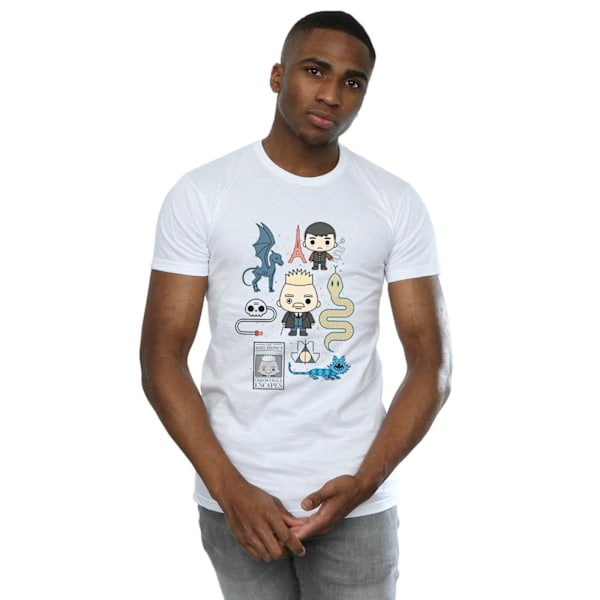 Fantastiska vidunder Mäns Chibi Grindelwald T-shirt L Vit White L