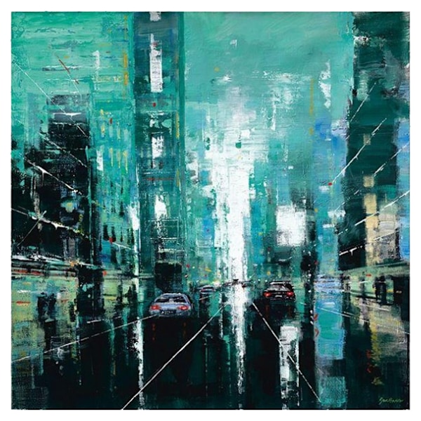 Jon Barker Broadway Manhattan Poster 60cm x 60cm Svart/Sjögrön Black/Sea Green 60cm x 60cm